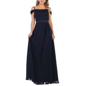 MayQueen
Navy Off-Shoulder Rhinestone-Accent Gown
